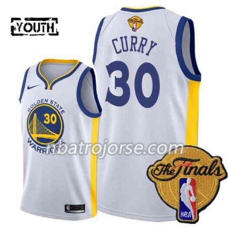 Barn Golden State Warriors Tröja Stephen Curry 30 2018 NBA Finals Nike Vit Swingman